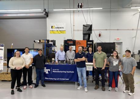 Georgia Tech students and staff members gathered at the Advanced Manufacturing Pilot Facility with members of OPEN MIND for the training.